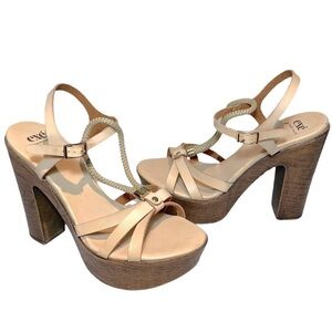 EXÉ tsakiris mallas upper leather beige platform sandals ankle strap size 39